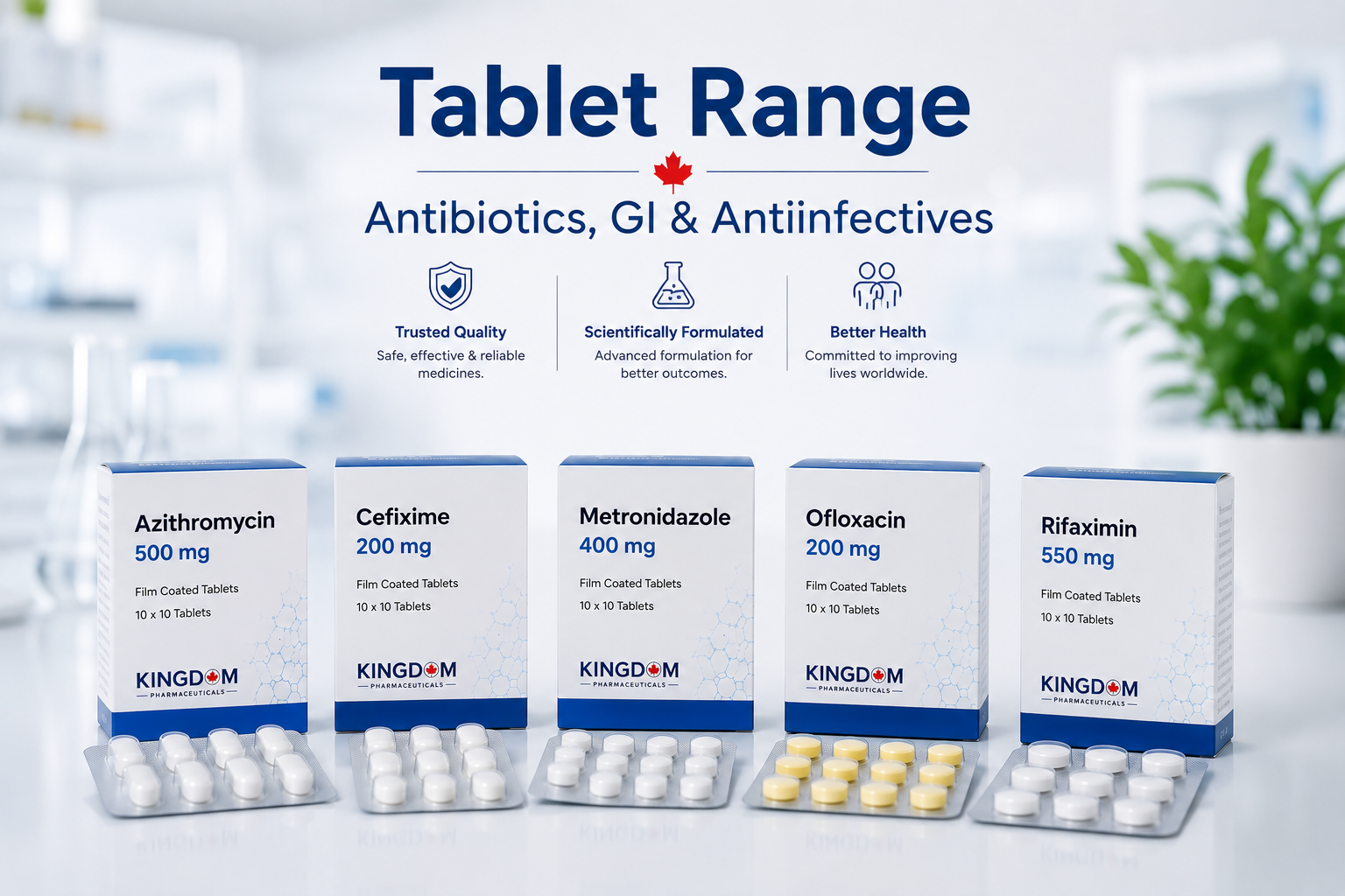 Tablet antibiotics and GI range